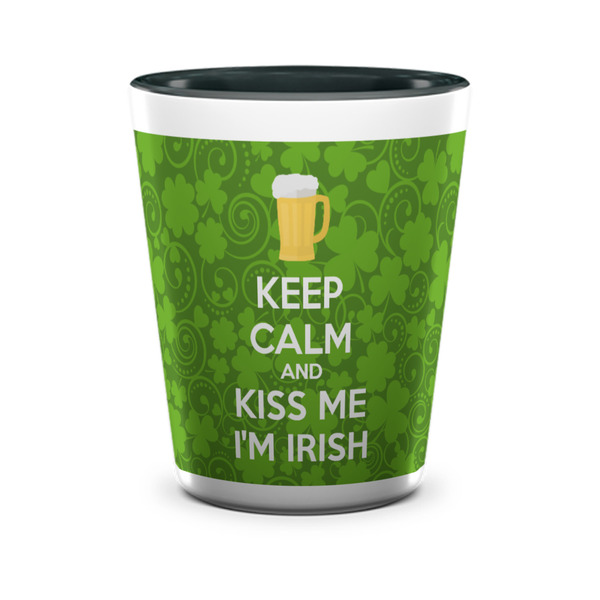 Custom Kiss Me I'm Irish Ceramic Shot Glass - 1.5 oz - Two Tone - Single