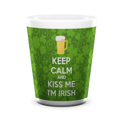 Kiss Me I'm Irish Ceramic Shot Glass - 1.5 oz - White - Set of 4