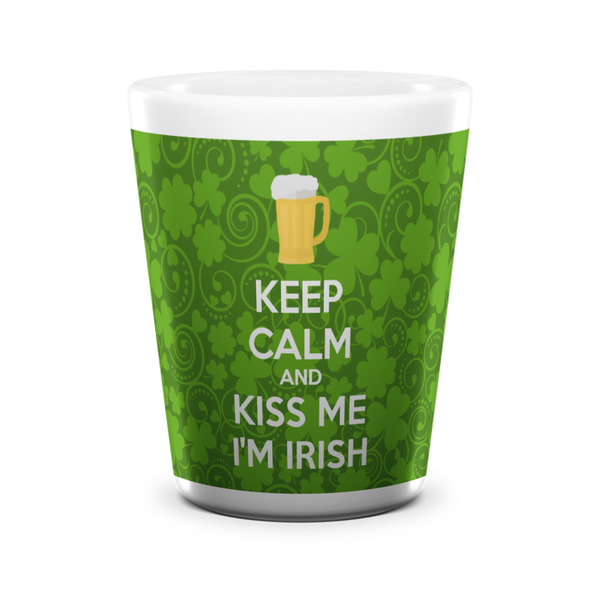 Custom Kiss Me I'm Irish Ceramic Shot Glass - 1.5 oz - White - Single