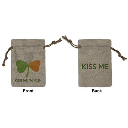 Kiss Me I'm Irish Small Burlap Gift Bag - Front & Back