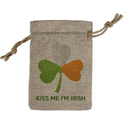 Kiss Me I'm Irish Small Burlap Gift Bag - Front