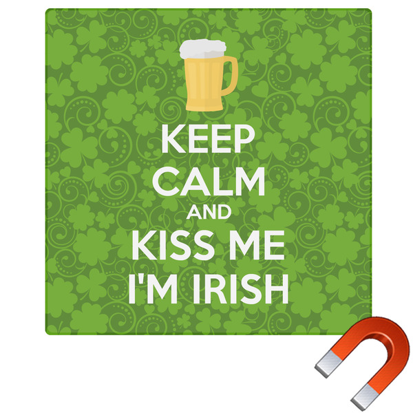 Custom Kiss Me I'm Irish Square Car Magnet - 6" (Personalized)
