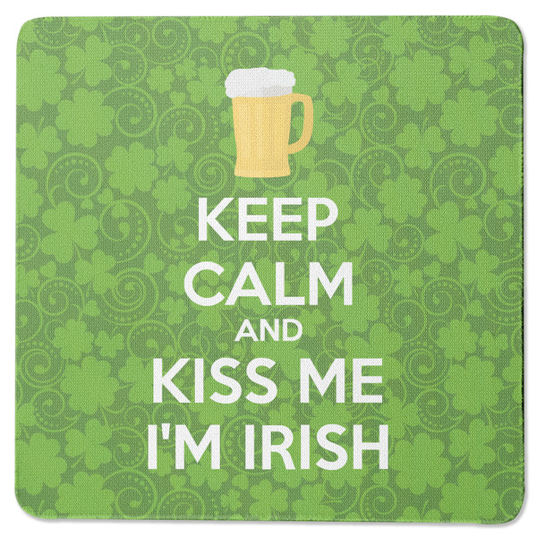Custom Kiss Me I'm Irish Square Rubber Backed Coaster (Personalized)