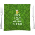 Kiss Me I'm Irish 9.5" Glass Square Lunch / Dinner Plate- Single or Set of 4 (Personalized)
