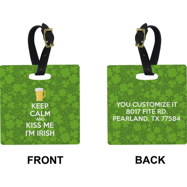 Kiss Me I'm Irish Square Luggage Tag (Front + Back)