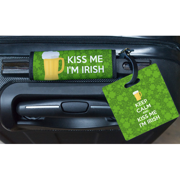 Kiss Me I'm Irish Square Luggage Tag & Handle Wrap - In Context