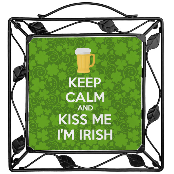 Custom Kiss Me I'm Irish Square Trivet (Personalized)