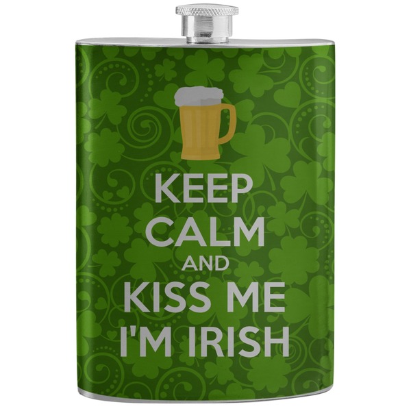Custom Kiss Me I'm Irish Stainless Steel Flask (Personalized)