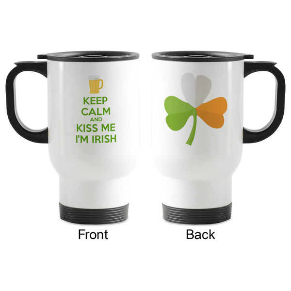 Kiss Me I'm Irish Stainless Steel Travel Mug with Handle - Apvl