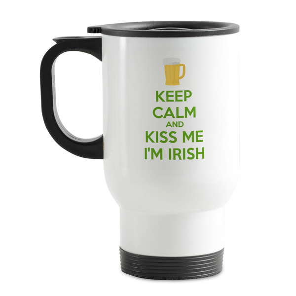 Custom Kiss Me I'm Irish Stainless Steel Travel Mug with Handle