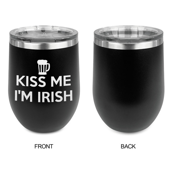 Kiss Me I'm Irish Stainless Wine Tumblers - Black - Single Sided - Approval