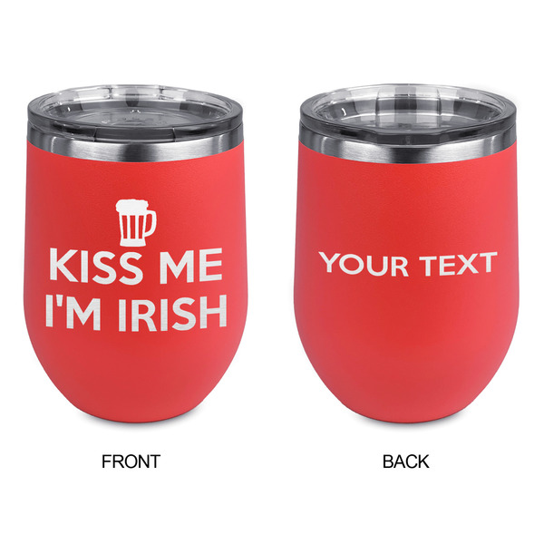 Kiss Me I'm Irish Stainless Wine Tumblers - Coral - Double Sided - Approval