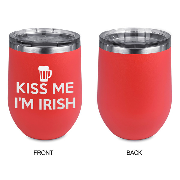 Kiss Me I'm Irish Stainless Wine Tumblers - Coral - Single Sided - Approval