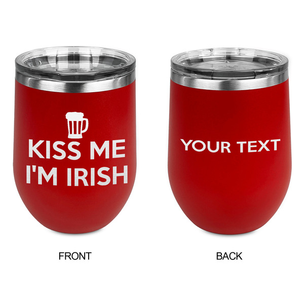 Kiss Me I'm Irish Stainless Wine Tumblers - Red - Double Sided - Approval