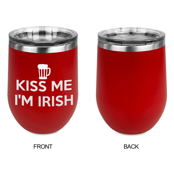 Kiss Me I'm Irish Stainless Wine Tumblers - Red - Single Sided - Approval