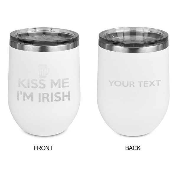 Kiss Me I'm Irish Stainless Wine Tumblers - White - Double Sided - Approval