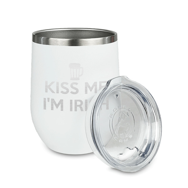 Kiss Me I'm Irish Stainless Wine Tumblers - White - Single Sided - Alt View