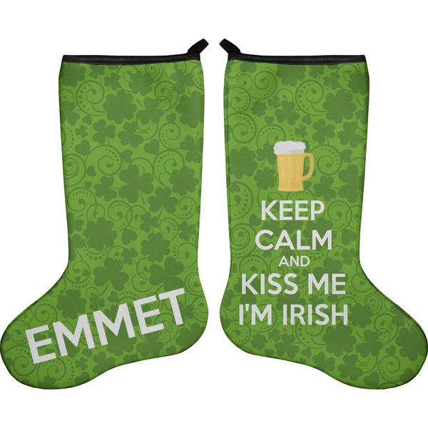 Custom Kiss Me I'm Irish Holiday Stocking - Double-Sided - Neoprene