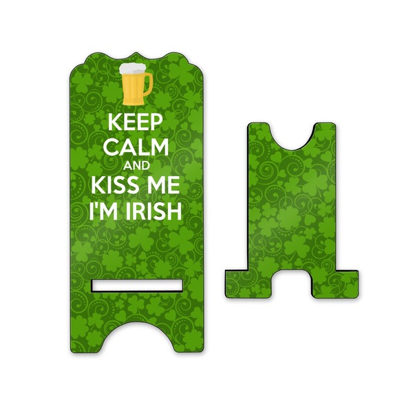 Kiss Me I'm Irish Stylized Phone Stand - Front & Back - Small