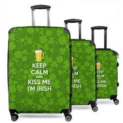 Kiss Me I'm Irish 3 Piece Luggage Set - 20" Carry On, 24" Medium Checked, 28" Large Checked