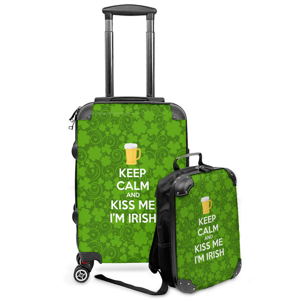Custom Kiss Me I'm Irish Kids 2-Piece Luggage Set - Suitcase & Backpack