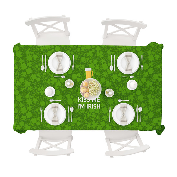 Kiss Me I'm Irish Tablecloths (58"x102") - TOP VIEW (with plates)
