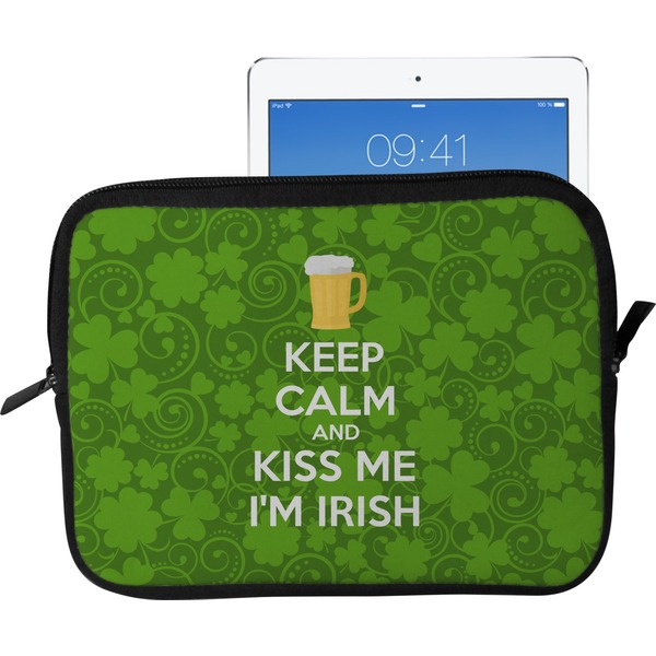 Custom Kiss Me I'm Irish Tablet Case / Sleeve - Large (Personalized)