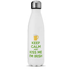 Kiss Me I'm Irish Water Bottle - 17 oz. - Stainless Steel - Full Color Printing