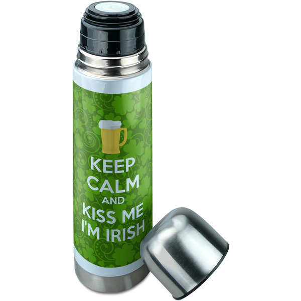 Kiss Me I'm Irish Thermos - Lid Off