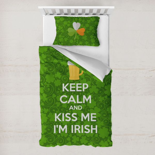 Custom Kiss Me I'm Irish Toddler Bedding Set - With Pillowcase