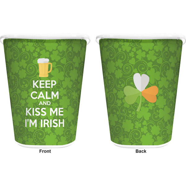 Kiss Me I'm Irish Trash Can White - Front and Back - Apvl