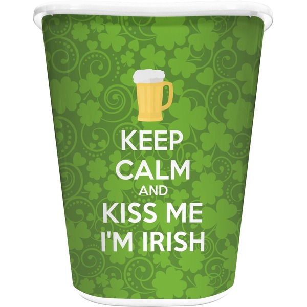 Custom Kiss Me I'm Irish Waste Basket - Single Sided (White) (Personalized)