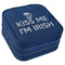 Kiss Me I'm Irish Travel Jewelry Boxes - Leather - Navy Blue - Angled View