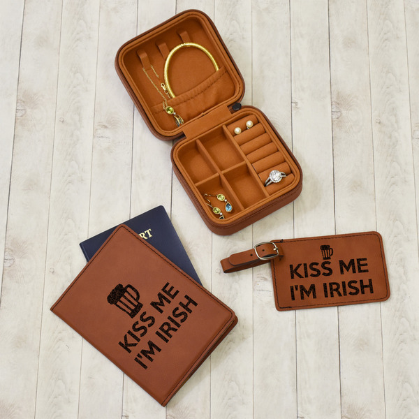 Kiss Me I'm Irish Travel Jewelry Boxes - Leather - Rawhide - In Context