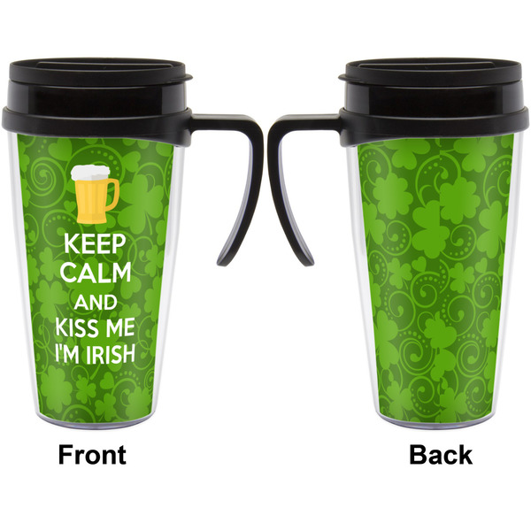 Kiss Me I'm Irish Travel Mug with Black Handle - Approval