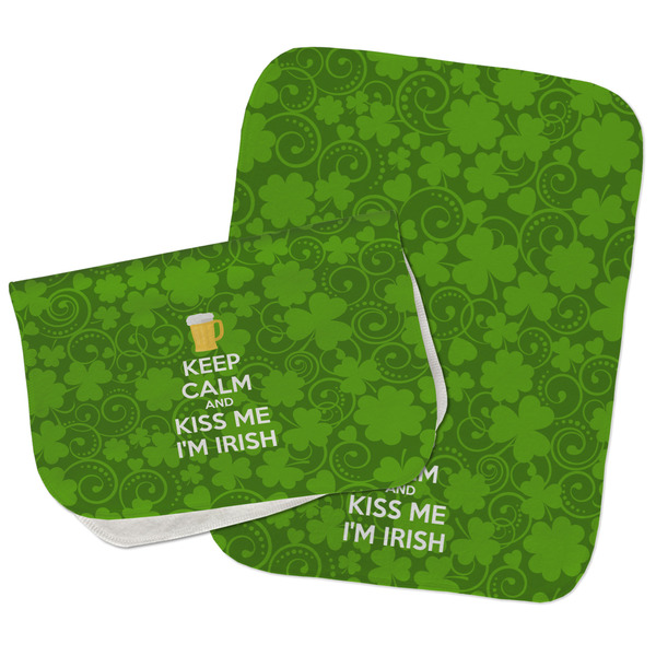 Kiss Me I'm Irish Two Rectangle Burp Cloths - Open & Folded
