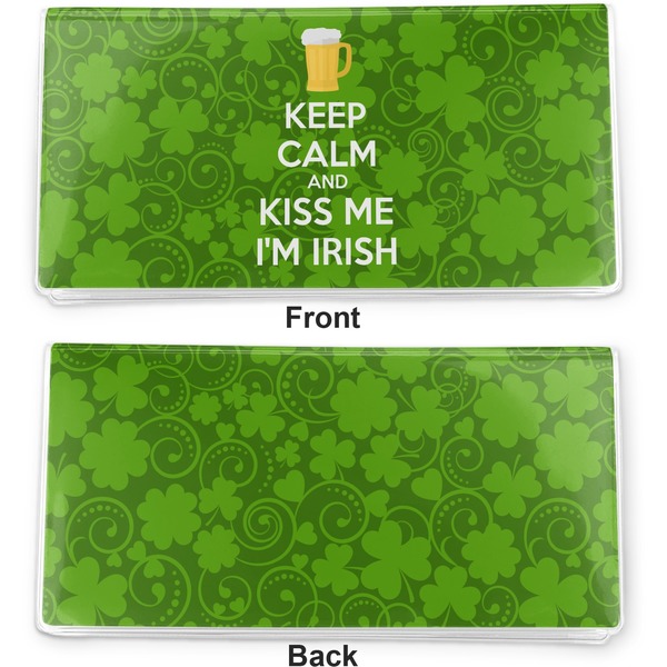Kiss Me I'm Irish Vinyl Check Book Cover - Front and Back