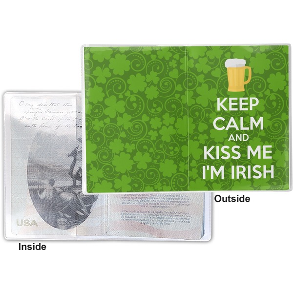 Kiss Me I'm Irish Vinyl Passport Holder - Flat Front and Back