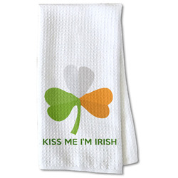 Kiss Me I'm Irish Kitchen Towel - Waffle Weave - Partial Print