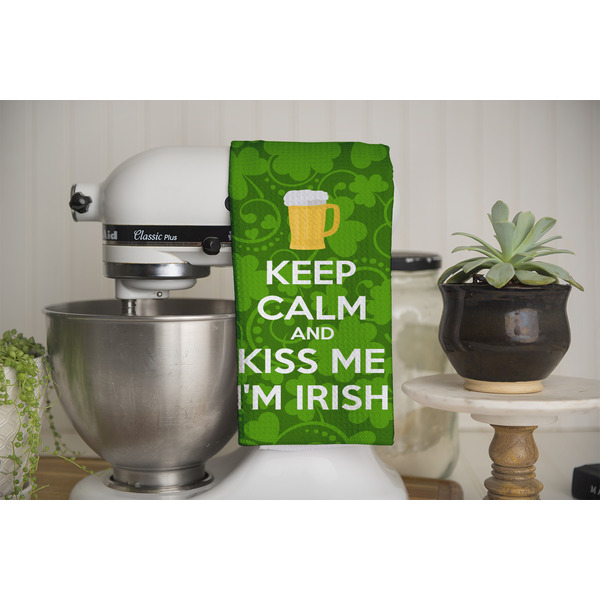 Kiss Me I'm Irish Waffle Weave Towel - Full Color Print - Lifestyle Image