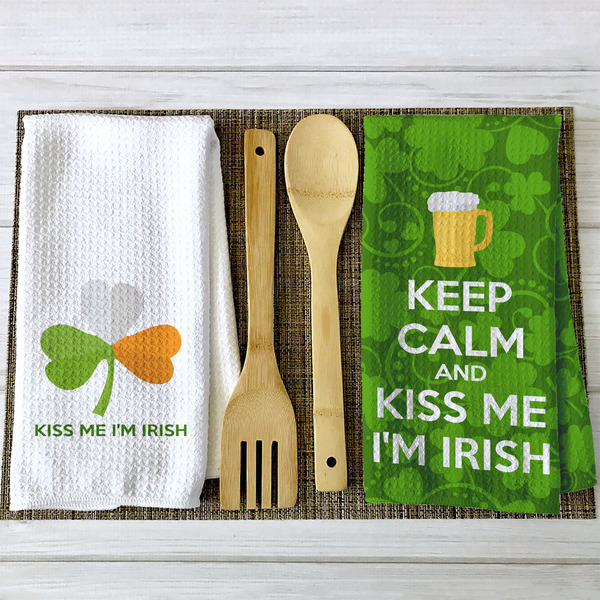 Kiss Me I'm Irish Waffle Weave Towels - 2 Print Styles