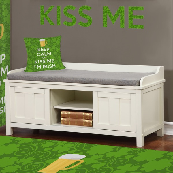 Kiss Me I'm Irish Wall Name Decal Above Storage bench