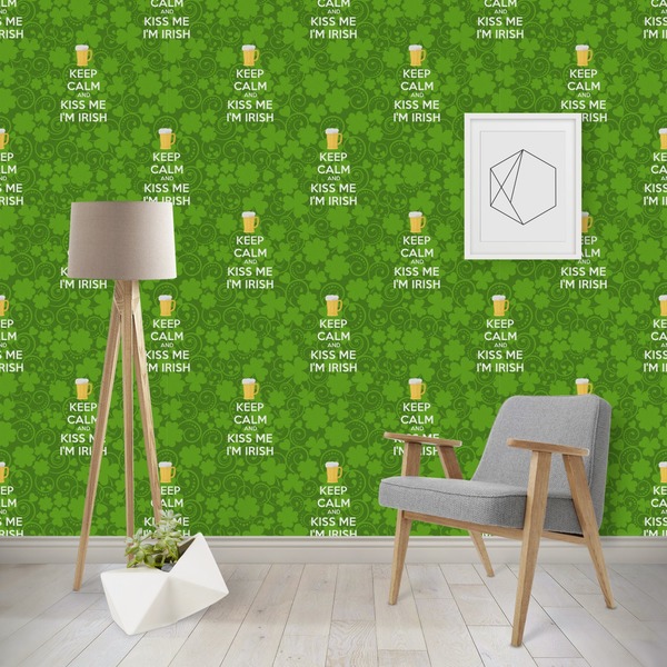 Custom Kiss Me I'm Irish Wallpaper & Surface Covering (Water Activated - Removable)