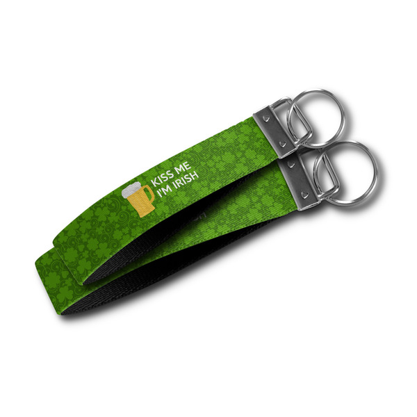 Kiss Me I'm Irish Webbing Keychain FOBs - Size Comparison
