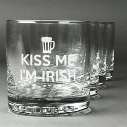 Kiss Me I'm Irish Whiskey Glasses (Set of 4) (Personalized)