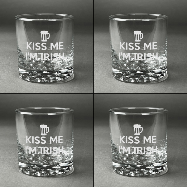 Kiss Me I'm Irish Whiskey Glasses - Set of 4 all Engraved
