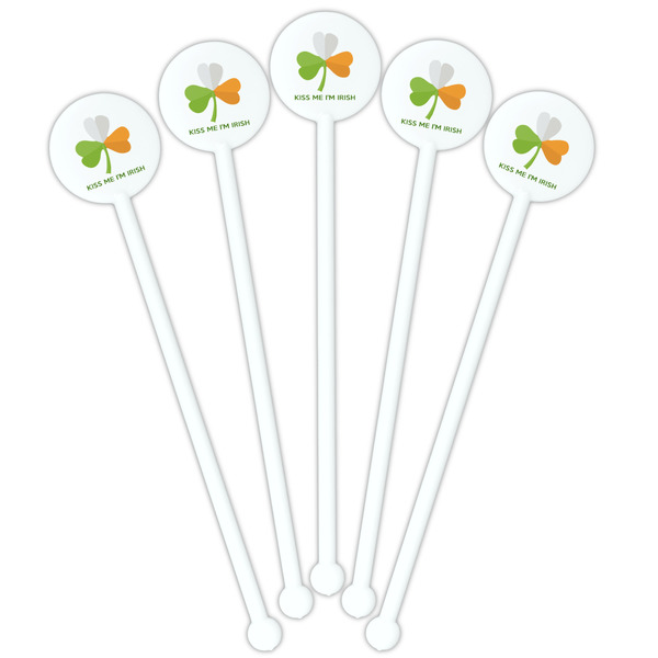 Kiss Me I'm Irish White Plastic 5.5" Stir Stick - Fan View