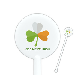 Kiss Me I'm Irish 5.5" Round Plastic Stir Sticks - White - Single Sided
