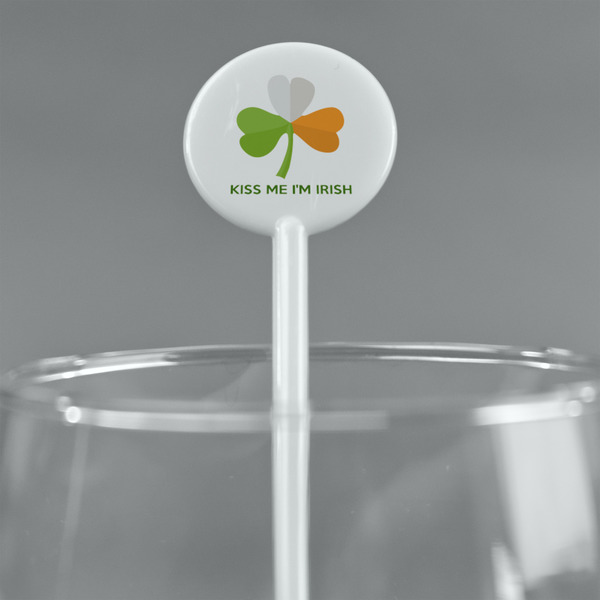 Kiss Me I'm Irish White Plastic 5.5" Stir Stick - Round - Main