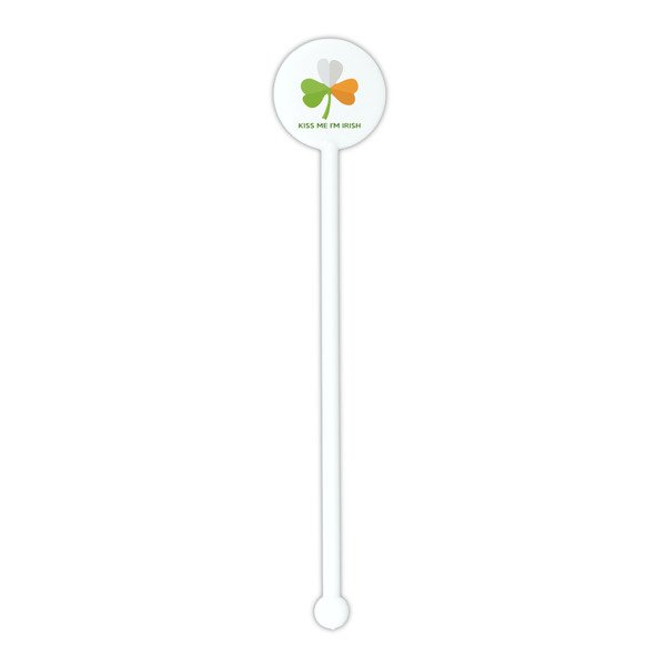 Kiss Me I'm Irish White Plastic 5.5" Stir Stick - Round - Single Stick